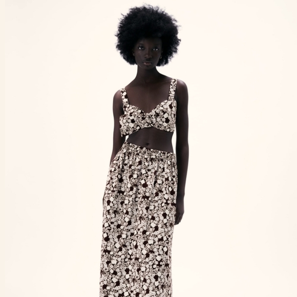 Zara  brown crop top with buckle nwt size L - Picture 4 of 9